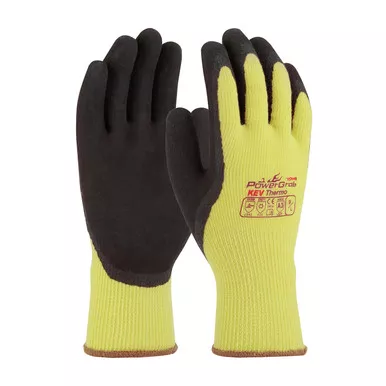 Yellow XXL PowerGrab KEV Thermo,Kevlar/Acrylic Shell, Latex MicroFinish Grip, A3 Insulated Coated Gloves 1 Dozen 09-K1350/XXL