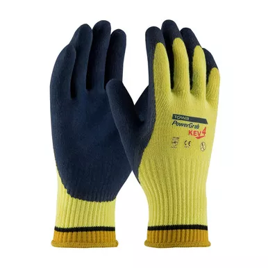 Yellow XXL PowerGrab KEV4, Yellow 10G Kevlar Shell, Latex MicroFinish Grip, A3 Gloves made with Kevlar Brand Fiber 1 Dozen 09-K1444/XXL